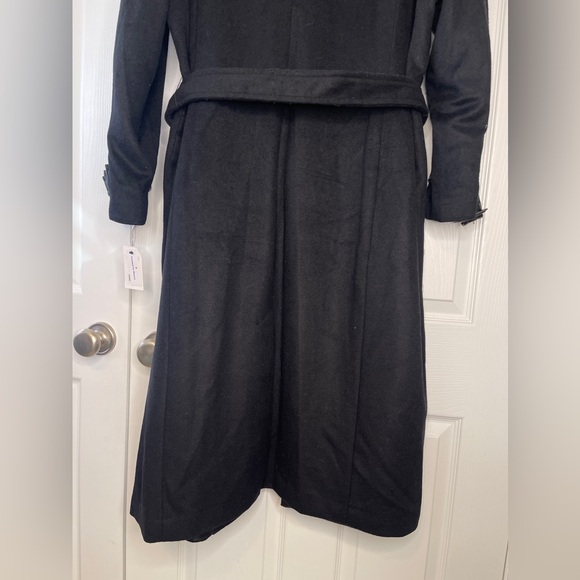 Cole Hann | Black Wool Trench Coat with Leather Trim Women’s 3X - Picture 15 of 16